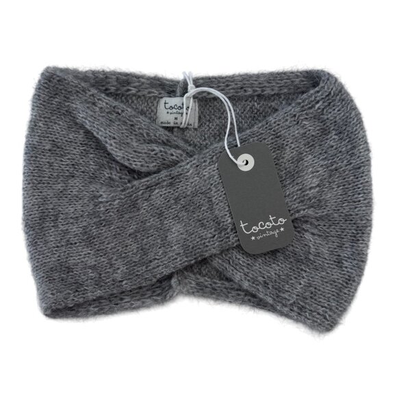 TOCOTO VINTAGE - KNITTED HEADBAND - GREY - 30% MOHAIR - 20" = 3-6Y - NWT - Picture 1 of 4